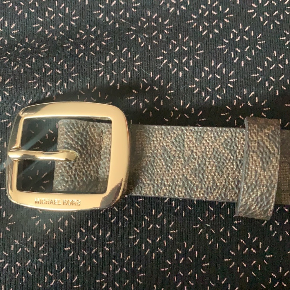 New Michael Kors Pave Logo Belt Women’s Size XL brown NWT